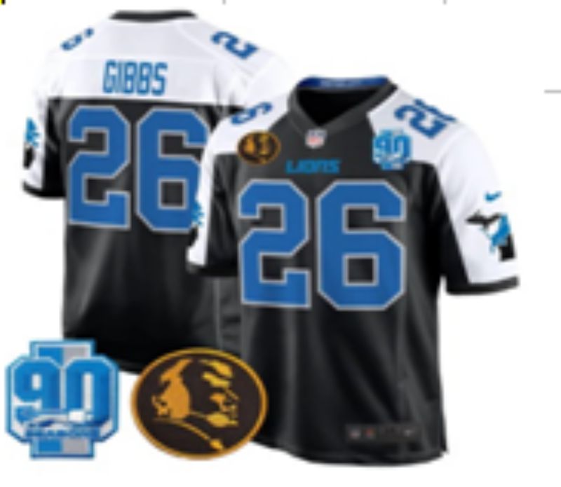 Men 2025 Detroit Lions #26 Gibbs black Third Generation Nike Limited NFL Jersey style 01